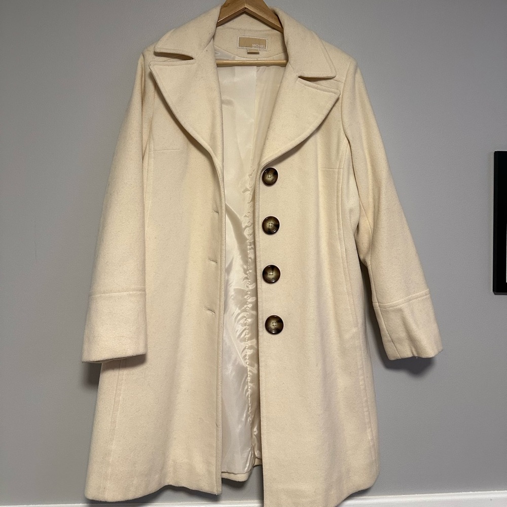 🧥Michael Kors 80% Wool Cream/Ivory Coat Size XL